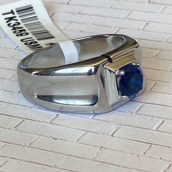 Men's Stainless Steel Sapphire Ring size 11 - Picture 2 of 5